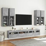 vidaXL Ensemble de meubles TV muraux 7Pièces et lumières LED gris béton