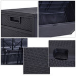 Coffre malle de rangement dim. 120L x 61l x 63H cm résine tressée imitation rotin noir