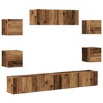 vidaXL Ensemble de meuble TV mural 7 Pièces vieux bois bois d'ingénierie