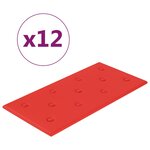 vidaXL Panneaux muraux 12 Pièces Rouge 60x30 cm Similicuir 2 16 m²