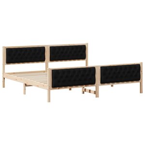 vidaXL Cadre de lit avec tête de lit Noir 200 x 200 cm Pin massif