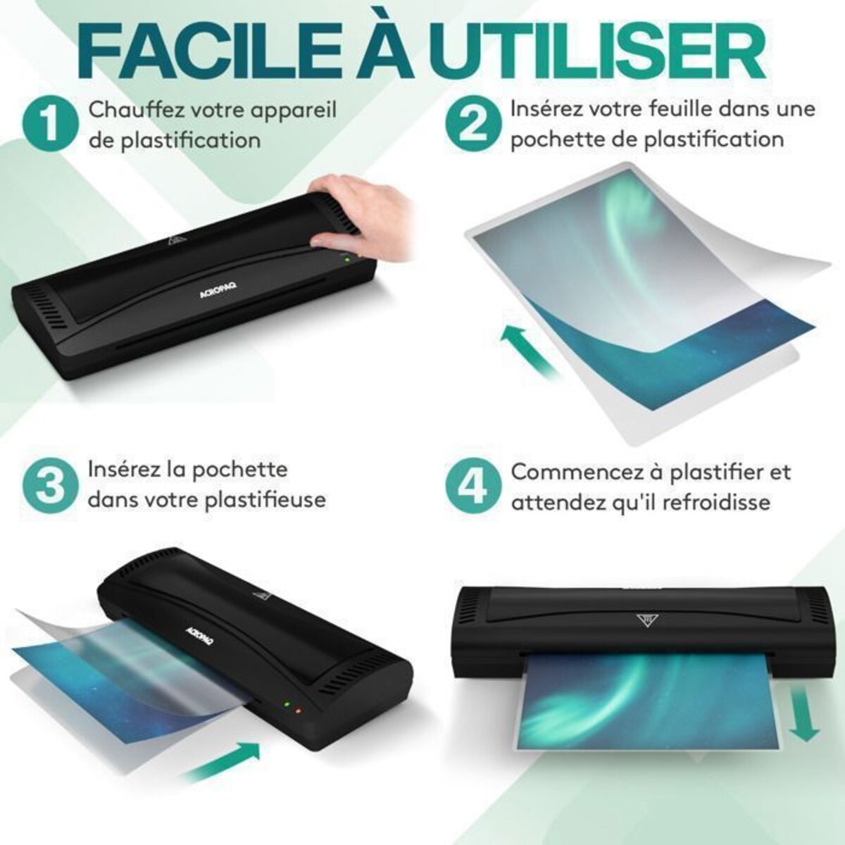 ACROPAQ 100 Pochtts d Plastification (20 x A4, A5, A6, 40 x A8) 80 mic- 100 fuills d Plastification Différnts taills- bord arrondi au millur prix ACROPAQ 100 Pochtts d Plastification (20 x A4, A5, A6, 40 x A8) 80 mic- 100 fuills d Plastification Différnts taills- bord arrondi au millur prix