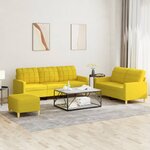 vidaXL Ensemble de canapés 3 Pièces avec coussins Jaune clair Tissu