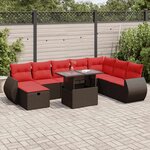 vidaXL Salon de jardin avec coussins 9 Pièces noir résine tressée acacia
