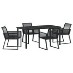vidaXL Ensemble de salle à manger de jardin 5 pièces en poly rotin noir