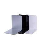 Lot de 2 Serre-livres métallique large 14 x 12 x 14 cm magnétique Gris MAUL