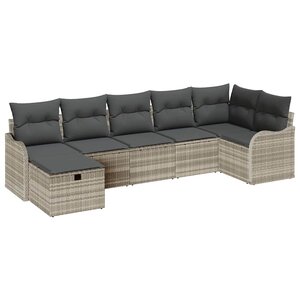 vidaXL Ensemble de canapé de jardin 7 Pièces Gris clair Poly rotin