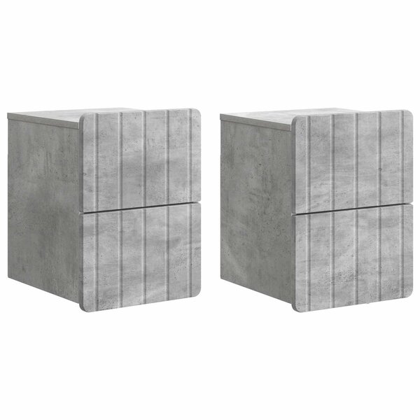 vidaXL Cabinet de chevet mural 2 Pièces Gris béton 33 x 34 5 x 43 cm