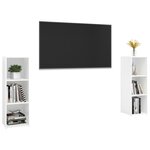 vidaXL Meubles TV 2 Pièces Blanc 107x35x37 cm Bois d'ingénierie