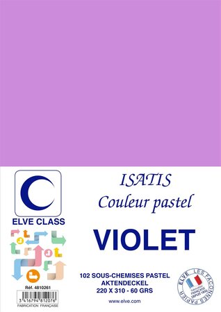 Pqt de 102 Sous-chemises 60 g 220 x 310 mm ISATIS Coloris Pastel Violet ELVE