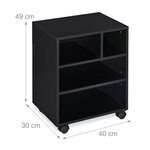 Caisson à roulettes mobile bureau rangement pratique 60 x 40 x 40 cm en bois noir 13_0009887