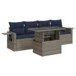 vidaXL Salon de jardin 5 Pièces avec coussins gris résine tressée