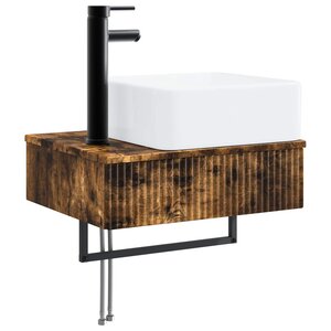 vidaXL Basin de lavage mural Chêne fumé 50 x 41 x 39 cm