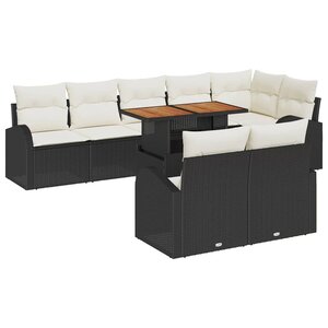 vidaXL Ensemble de canapé de jardin 9 Pièces Noir Poly rotin