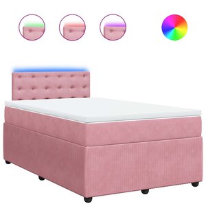 vidaXL Sommier à lattes de lit avec matelas Rose 120x200 cm Velours