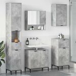 vidaXL Ensemble de mobilier de salle de bain avec tiroir Gris béton