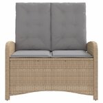 vidaXL Banc inclinable de jardin avec coussins beige résine tressée