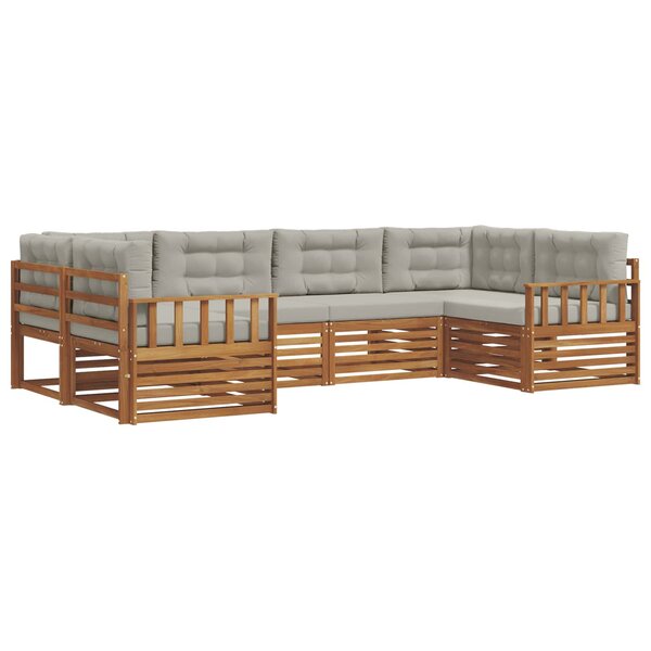 vidaXL Ensemble de canapés d'extérieur 6 pc Gris Naturel et Clair