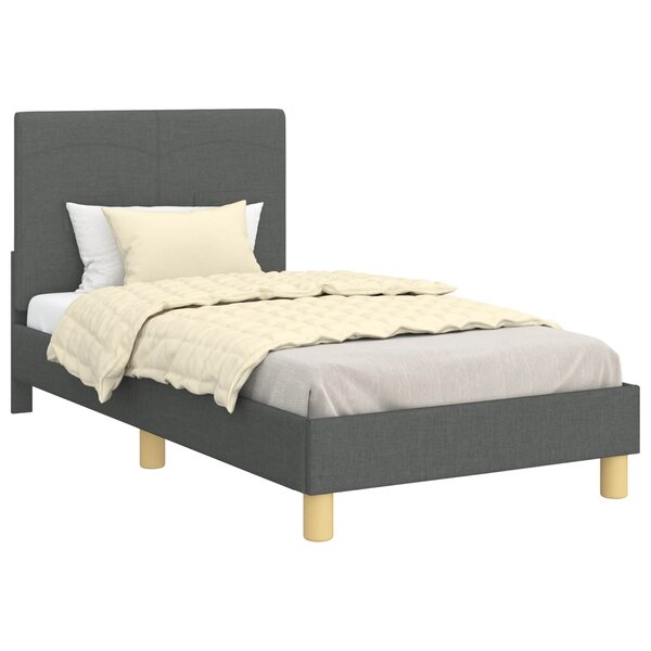 vidaXL Cadre de lit pour enfants avec tête de lit Gris foncé tissu