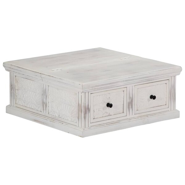 vidaXL Table basse Blanc 70x70x30 cm Bois de manguier massif