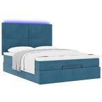 vidaXL Cadre de lit ottoman avec matelas bleu foncé 140x190 cm velours