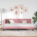 vidaXL Cadre de lit d'angle avec tête de lit Rose 90 cm x 200 cm tissu