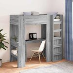 vidaXL Cadre de lit superposé avec bureau Gris Sonoma 75 x 190 cm