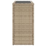 vidaXL Table d'appoint de jardin avec dessus en verre beige rotin