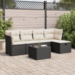 vidaXL Salon de jardin 6 Pièces avec coussins noir résine tressée