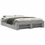vidaXL Cadre de lit sans matelas sonoma gris 150x200 cm