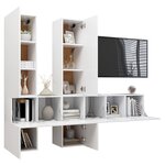 vidaXL Ensemble de meubles TV 7 Pièces Blanc Bois d'ingénierie