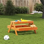 vidaXL Table de pique-nique pour enfants cire marron bois massif pin