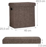 Tabouret banc banquette pouf de rangement pliable pliant 50 litres marron 13_0002776_4