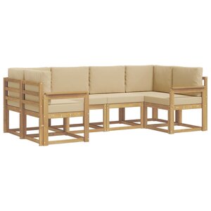 vidaXL Ensemble de canapés d'extérieur 6 Pièces Blanc et Beige