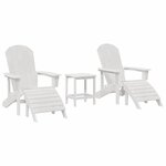 vidaXL Chaise de jardin 3 pc Blanc Polyéthylène