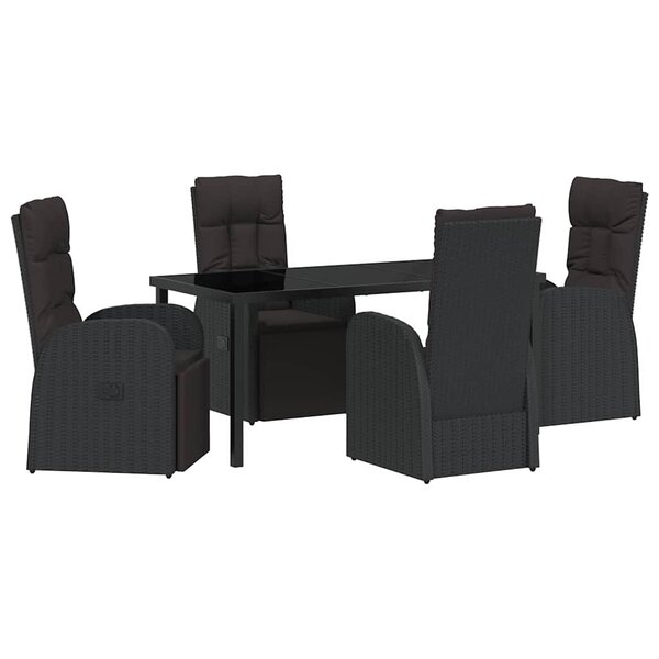 vidaXL Ensemble de salle à manger pour jardin 5 Pièces Noir polyrotin