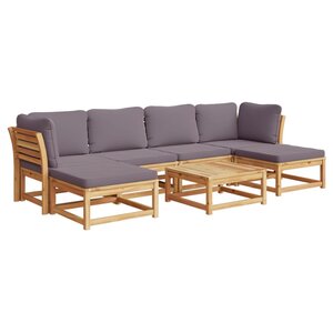 vidaXL Salon de jardin avec coussins 7 Pièces bois massif d'acacia