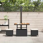 vidaXL Ensemble de salle à manger pour jardin 3 Pièces Noir Poly rotin