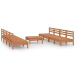 vidaXL Salon de jardin 9 Pièces Marron miel Bois de pin massif