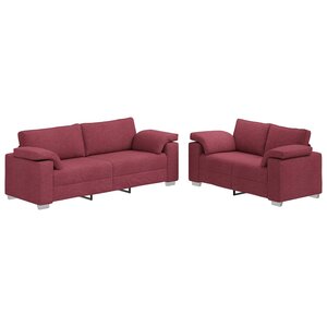 vidaXL Canapé 2 Pièces Bordeaux 219 x 80 x 82 cm tissu