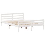 vidaXL Cadre de lit et tête de lit sans matelas blanc 135x190 cm