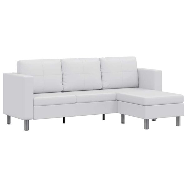 vidaXL Canapé sectionnel à 3 places cuir synthétique blanc