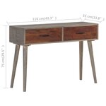 vidaXL Table console Gris 110x35x75 cm Bois de manguier massif brut