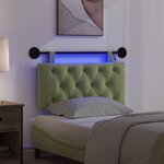 vidaXL Tête de lit suspendue Avec lumière LED Vert clair Velours