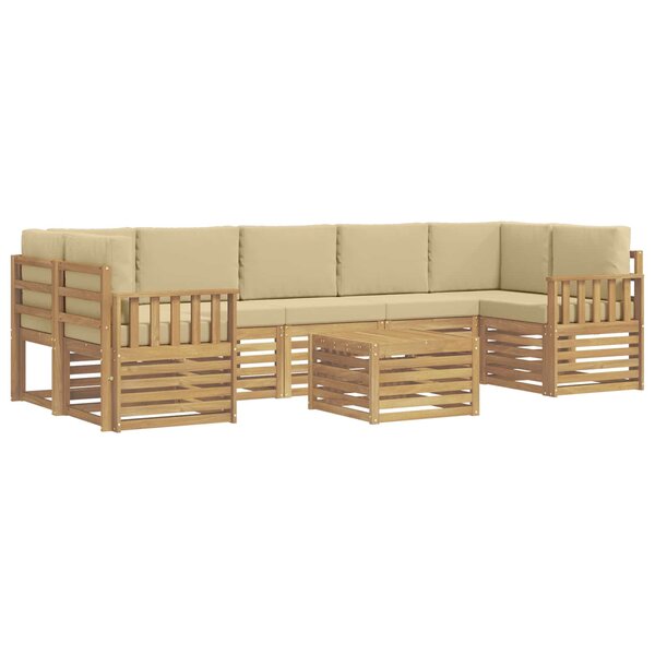 vidaXL Ensemble de canapés d'extérieur 8 Pièces Blanc et Beige Polyester