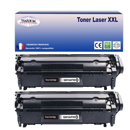 T3AZUR - 2x Toners compatibles avec Canon FX10 / FX9 / 703 pour Canon LBP-2900  LBP-2900B  LBP-3000 Noir - 2 000p
