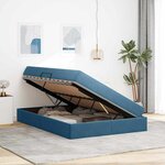 vidaXL Lit avec rangement et matelas Bleu foncé 140 x 190 cm Velours