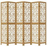 vidaXL Cloison de séparation 6 panneaux marron bois paulownia massif