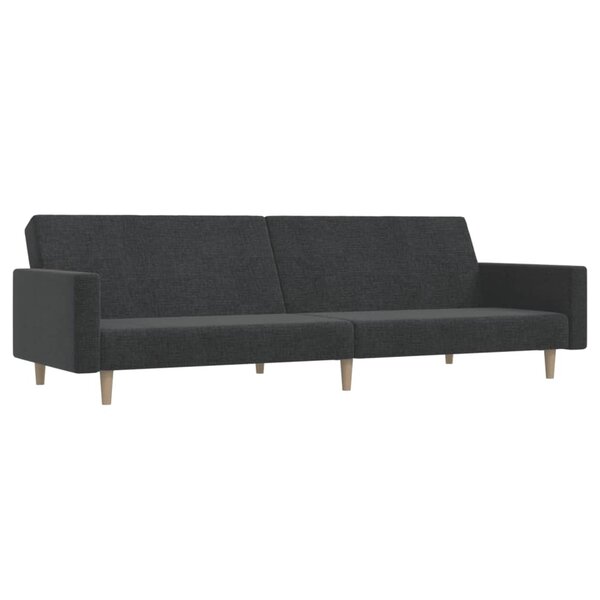vidaXL Canapé-lit à 2 places gris foncé tissu