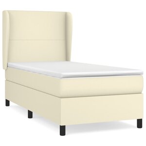 vidaXL Lit à sommier tapissier avec matelas Crème 90x190 cm Similicuir